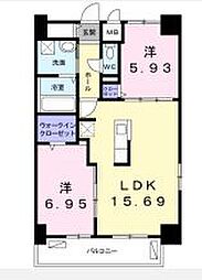 クラール上福岡 8階2LDKの間取り