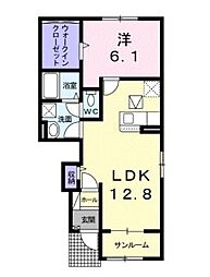 クラール飯田町A 1階1LDKの間取り
