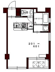 コリドールエスエフ 6階1Kの間取り