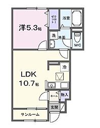 クオリティー宇多津A 1階1LDKの間取り