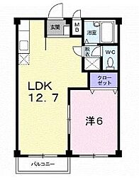 エルディムTAKAYA 2階1LDKの間取り