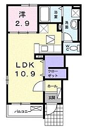 トルヴェ　ラ　フェーヴI 1階1LDKの間取り