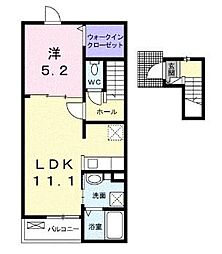 エクロール国分寺A 2階1LDKの間取り