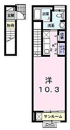 ガーデンハウスＭ　Ｄ棟 2階1Kの間取り