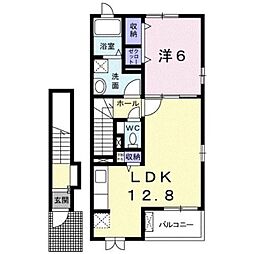 フェリーチェN　II 2階1LDKの間取り