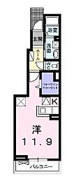 シャンドラ 1階ワンルームの間取り