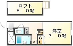 レオパレスプランドール木太II 1階1Kの間取り