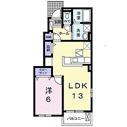 ピア国分寺I 1階1LDKの間取り