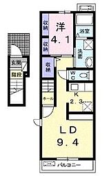 ヴァンベール　西大浜 2階1LDKの間取り