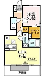 サンセジュール　A棟 1階1LDKの間取り