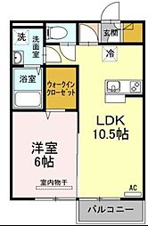 リビングタウン高松中央　A棟 1階1LDKの間取り