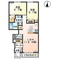 ヴェルフォーレ 2LDKの間取図画像