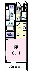エスポワール土居B棟 ワンルームの間取図画像