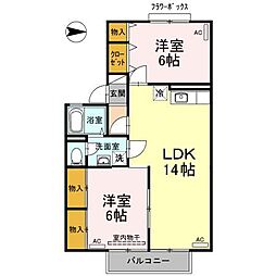 メゾンドソレイユA 2LDKの間取図画像