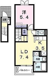 ディアコート中津 1LDKの間取図画像