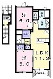 ルクア三条A 2LDKの間取図画像