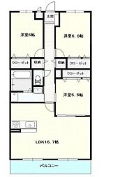 サウスコート 3LDKの間取図画像