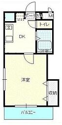 エスポワール1田井 1DKの間取図画像