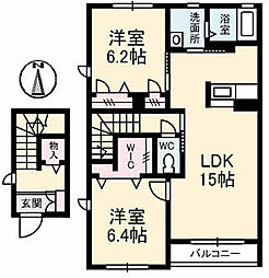 プロヌーブ三条 2LDKの間取図画像