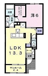 ブライトプレイスA 1LDKの間取図画像