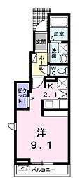 アモーレ今津1 1Kの間取図画像