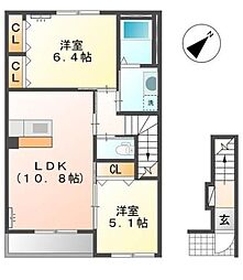 シエロモンターニュ 2LDKの間取図画像