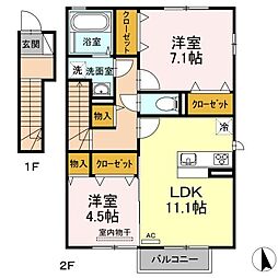 Sunshine前田A 2LDKの間取図画像