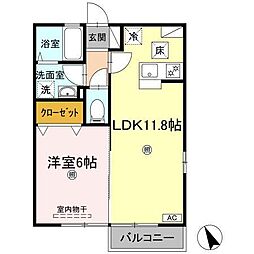 リビングタウン伏石2A 1LDKの間取図画像