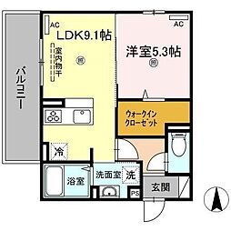 ライジング・サン 1LDKの間取図画像