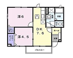 ラフレシールA 2DKの間取図画像