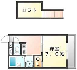 レオパレスラポール松福 1Kの間取図画像