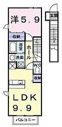 ソレアード太田B 1LDKの間取図画像