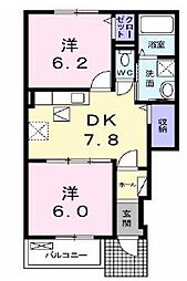 ディス・リヴィエール 2DKの間取図画像
