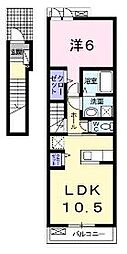 ミルト久米A 1LDKの間取図画像