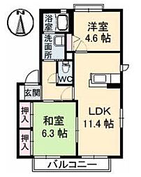 フラワーランドD 2LDKの間取図画像