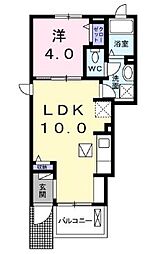 クラール郷東B 1LDKの間取図画像