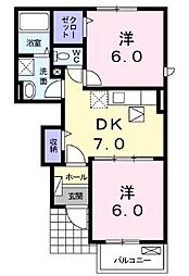 アンダンテイーストA 2DKの間取図画像