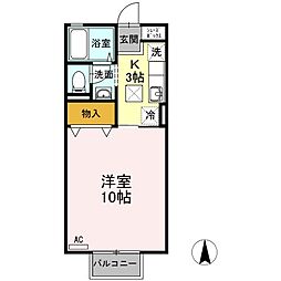 シャインポート屋島E 1Kの間取図画像
