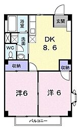 メゾニティー14B 2DKの間取図画像