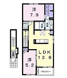 フォルシュ・ヴェーラ2D 2LDKの間取図画像