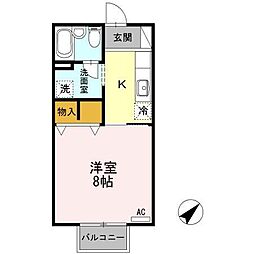 セジュール21A 1Kの間取図画像