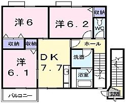 エメラルド牟礼B 3DKの間取図画像