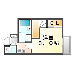 レオパレスクリスマスローズ 1Kの間取図画像