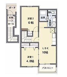 プラシードB 2LDKの間取図画像