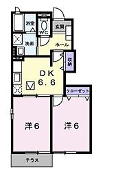ラ・ペジーブル 2DKの間取図画像