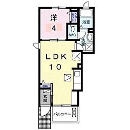 アルドール香西1 1LDKの間取図画像