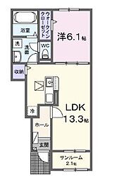 ベルクビュー 1LDKの間取図画像