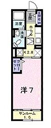 ディアコート河西 1Kの間取図画像