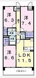 サンビオラ 3LDKの間取図画像