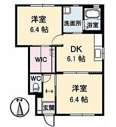 ShaMaisonEMEB 2DKの間取図画像